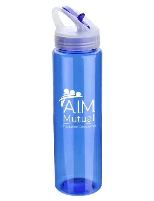 Buddy Blue 32 oz PET Bottle with Flip Lid w/A.I.M. Mutual Logo