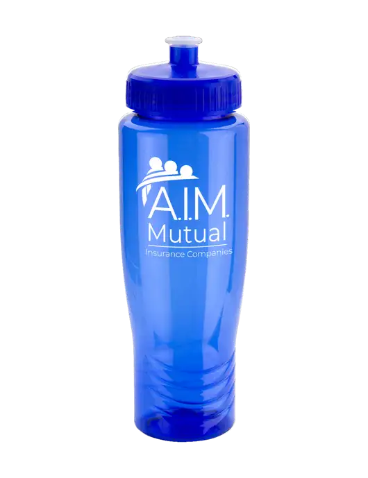 Roam Blue 28 oz Eco-Polyclear Bottle with Push Pull Lid w/A.I.M. Mutual Logo