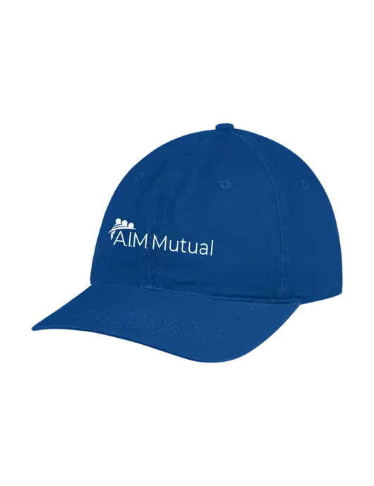 Garment Washed Unstructured Twill Royal Cap w/A.I.M. Mutual Logo