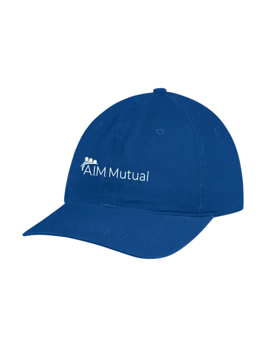 Garment Washed Unstructured Twill Royal Cap w/A.I.M. Mutual Logo
