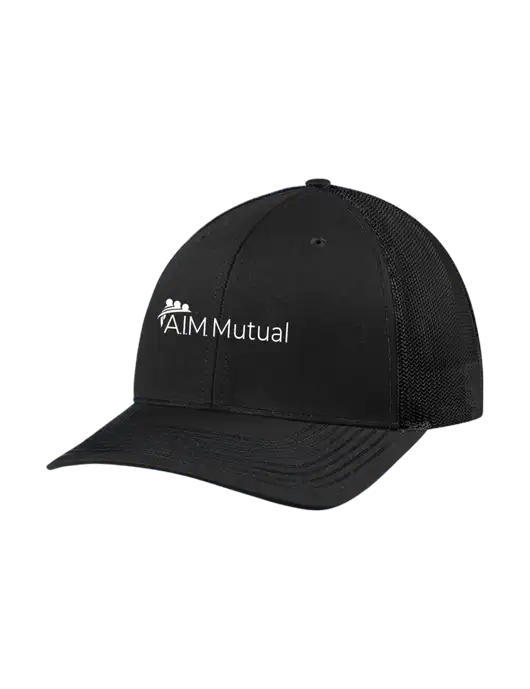 Richardson Adjustable Snapback Original 112 Trucker Cap Black w/Black Mesh w/A.I.M. Mutual Logo