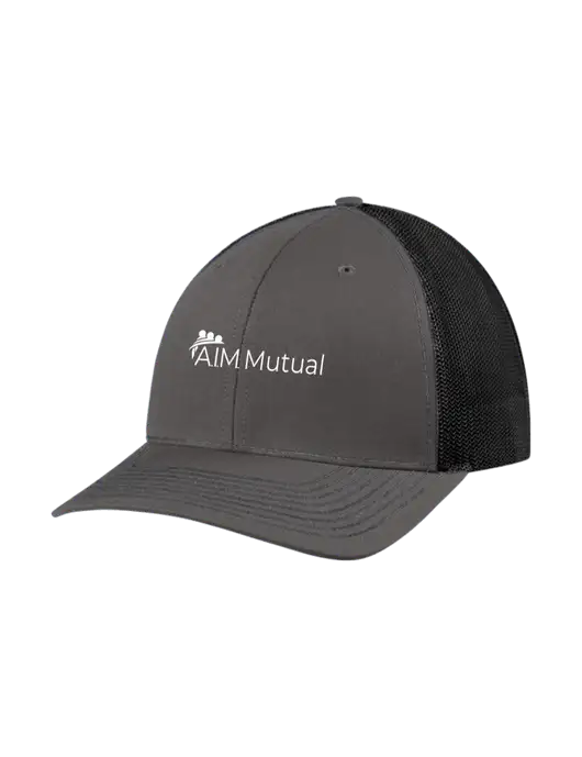 Richardson Adjustable Snapback Original 112 Trucker Cap Dark Grey w/Black Mesh w/A.I.M. Mutual Logo