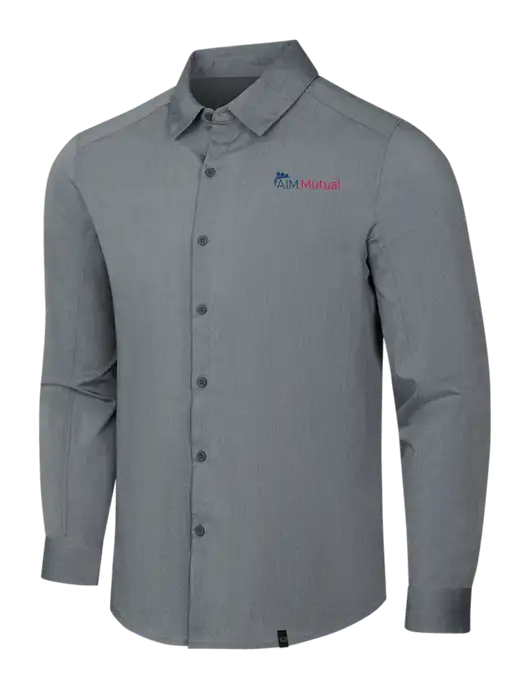 OGIO Medium Grey Heather Commuter Woven Shirt w/A.I.M. Mutual Logo