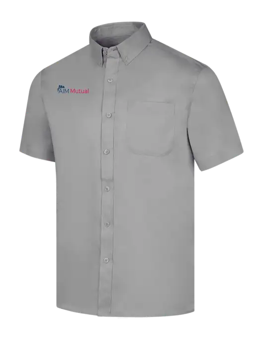 Short Sleeve Light Grey Superpro React Twill Shirt w/A.I.M. Mutual Logo