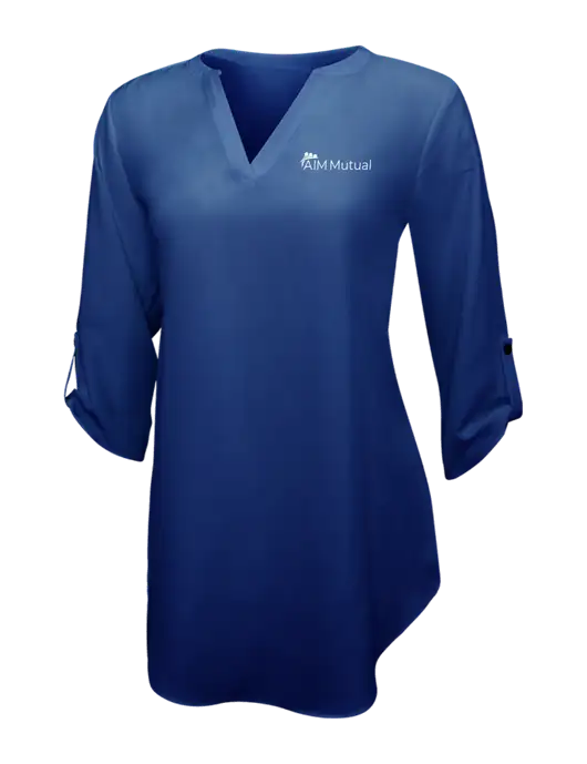 Dark Royal Womens 3/4 Sleeve Tunic Blouse w/A.I.M. Mutual Logo