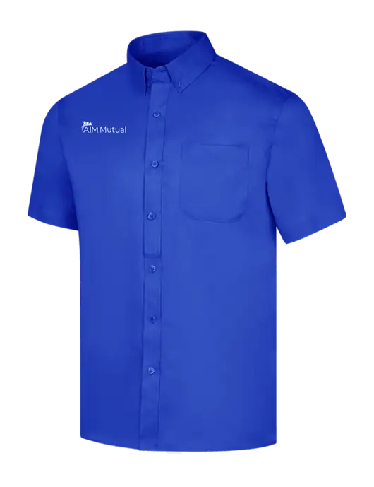 Short Sleeve Dark Royal Superpro React Twill Shirt w/A.I.M. Mutual Logo