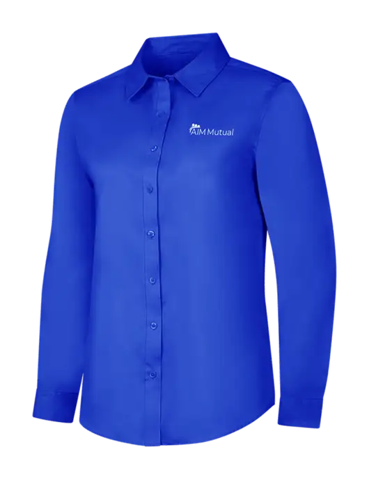 Womens Long Sleeve Dark Royal Superpro React Twill Shirt w/A.I.M. Mutual Logo