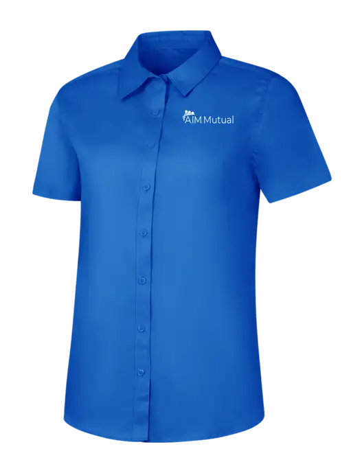 Womens Short Sleeve Royal Blue Superpro React Twill Shirt w/A.I.M. Mutual Logo