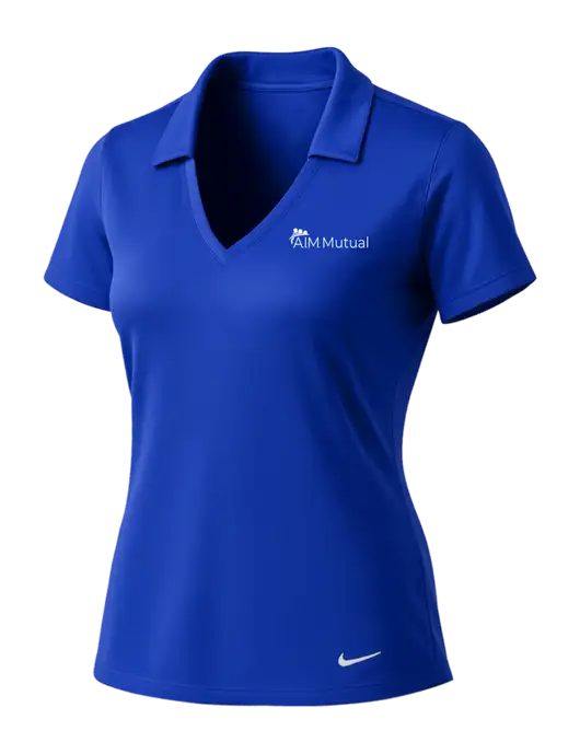 NIKE Dark Royal Womens Dri-Fit Vertical Mesh Polo w/A.I.M. Mutual Logo