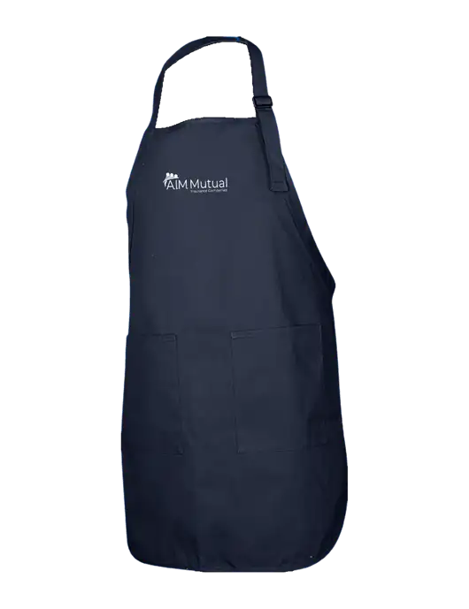 Full-Length Navy Apron With Pockets w/A.I.M. Mutual Logo