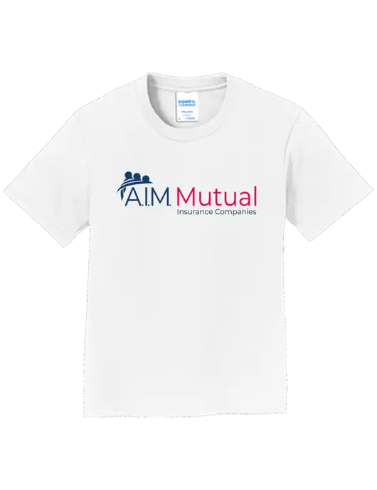 Youth Ring Spun White 4.5 oz T-Shirt w/A.I.M. Mutual Logo
