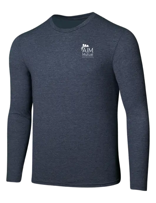 Seriously Soft Heathered Navy Long Sleeve T-Shirt w/A.I.M. Mutual Logo