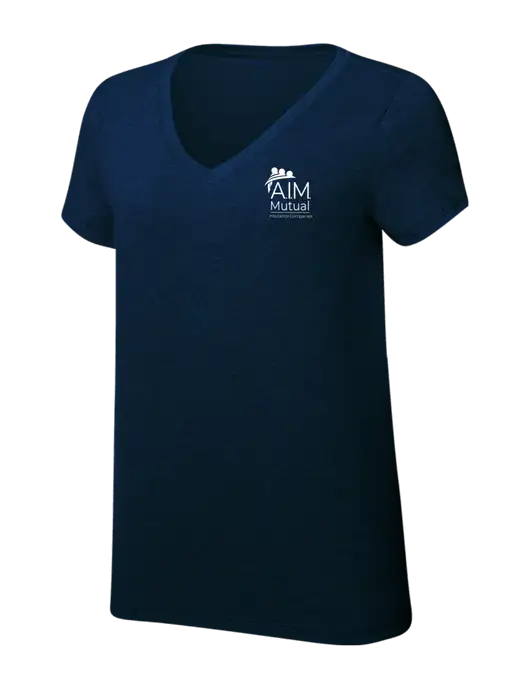Womens Simply Soft V-Neck New Navy 4.5oz  Poly/Combed Ring Spun Cotton T-Shirt w/A.I.M. Mutual Logo