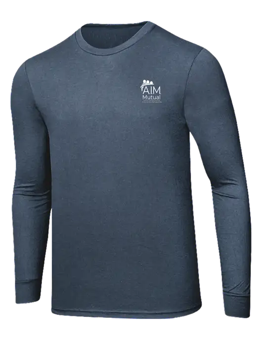 Simply Soft Long Sleeve Navy Frost 4.5 oz, Poly/Combed Ring Spun Cotton T-Shirt w/A.I.M. Mutual Logo
