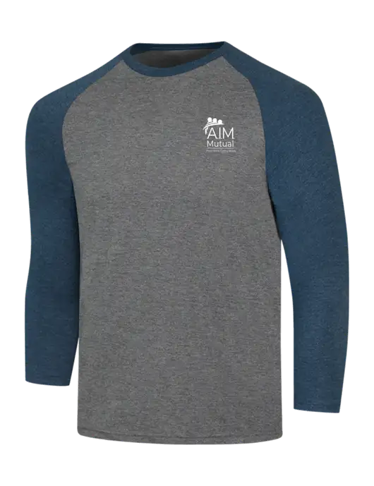 Simply Soft 3/4 Sleeve Navy Frost/Grey Frost Ring Spun Cotton T-Shirt w/A.I.M. Mutual Logo