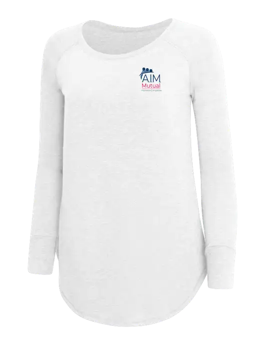 Womens Perfect Wide Collar Tunic Tri-Blend White 4.5 oz T-Shirt w/A.I.M. Mutual Logo