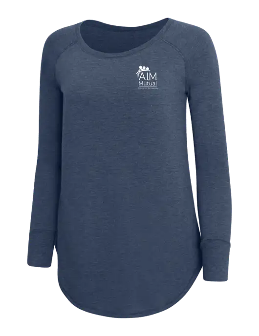 Womens Perfect Wide Collar Tunic Tri-Blend Navy Frost 4.5 oz T-Shirt w/A.I.M. Mutual Logo