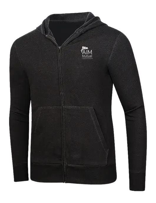 Full-Zip Black Heavyweight Hooded Sweatshirt w/A.I.M. Mutual Logo
