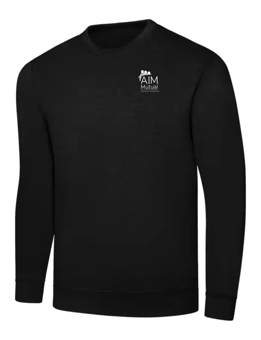 Black 7.8 oz Ring Spun Crew Sweatshirt w/A.I.M. Mutual Logo