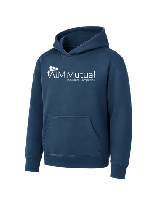 Youth Navy 7.8 oz Pullover Hooded Sweatshirt w/A.I.M. Mutual Logo