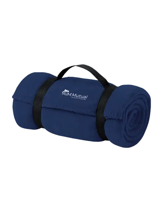 Casual Navy Fleece Blanket With Strap  w/A.I.M. Mutual Logo