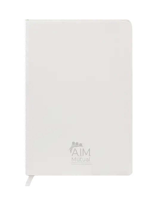 Fabrizio White Hard Cover 5.75 x 8.3  Journal w/A.I.M. Mutual Logo