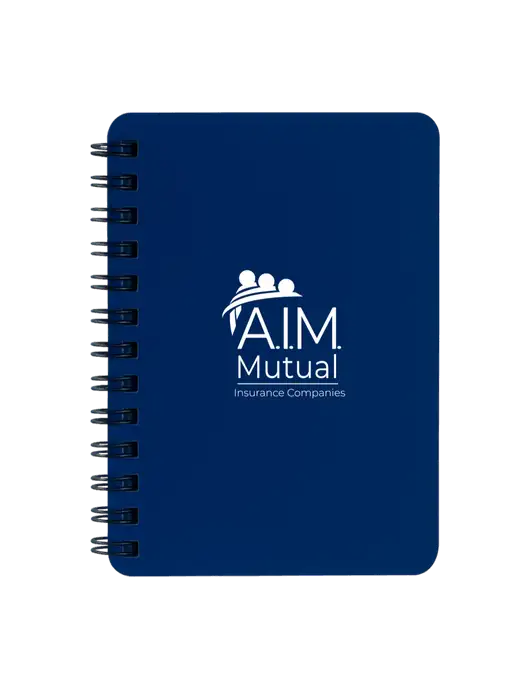 Sturdy Navy Blue Hardcover Notebook, 5.25 x 7 w/A.I.M. Mutual Logo