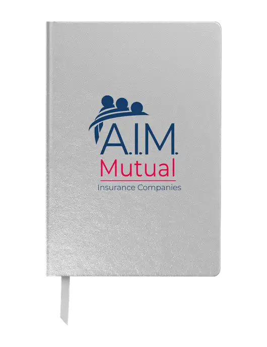 Achieve Silver Hardcover Journal, 5.5 x 8.37 w/A.I.M. Mutual Logo