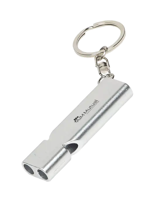 Quick Alert Silver Safety Whistle w/A.I.M. Mutual Logo