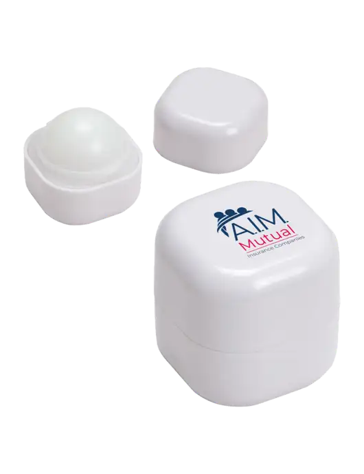 White Chap Cube Vanilla Lip Balm w/A.I.M. Mutual Logo