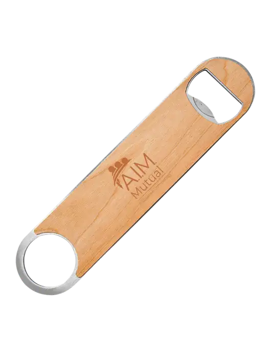 Bottle Opener w/Wood Veneer, 7 x 1.2 w/A.I.M. Mutual Logo