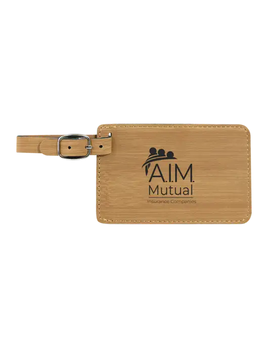 Bamboo Leatherette Luggage Tag w/A.I.M. Mutual Logo