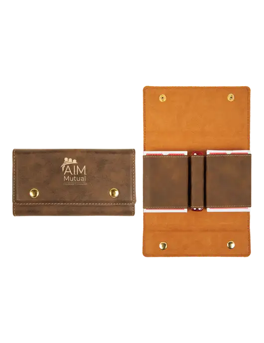 Rustic Leatherette Card & Dice Set w/A.I.M. Mutual Logo
