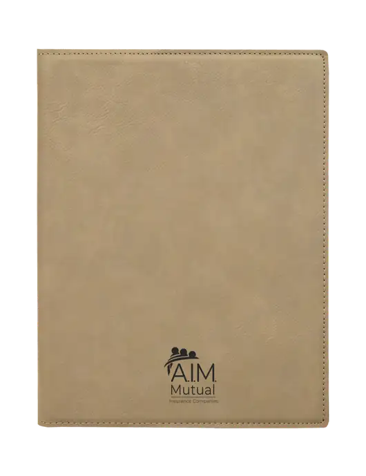 Tan Leatherette 7 x 9 Portfolio with Notepad w/A.I.M. Mutual Logo