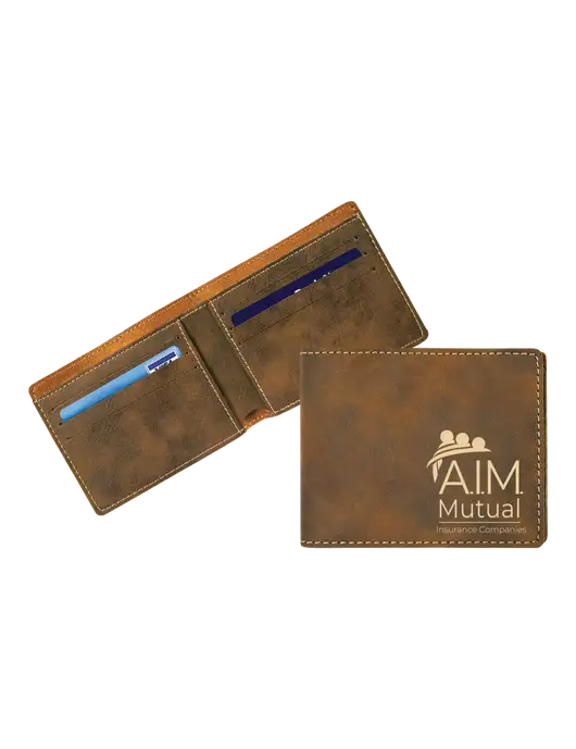 Rustic Leatherette Bifold Wallet w/A.I.M. Mutual Logo