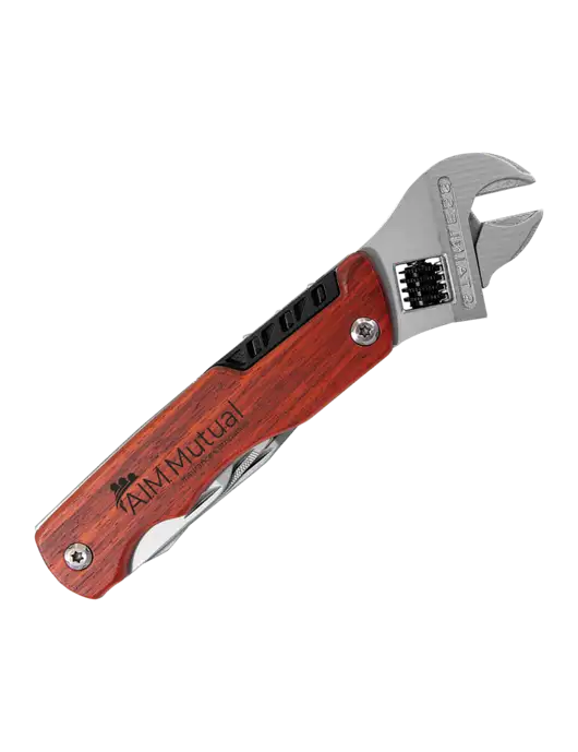 Wood Handle Wrench Multi Tool with Case w/A.I.M. Mutual Logo
