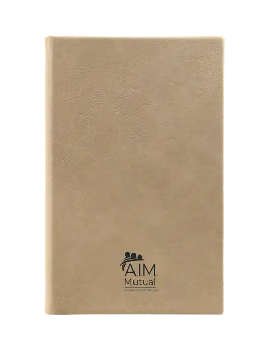Tan Leatherette 5.25 x 8.25 Journal w/A.I.M. Mutual Logo
