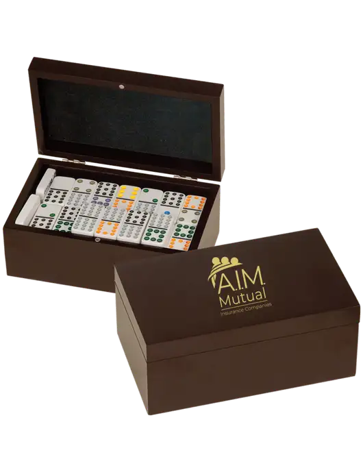 Rosewood Double Twelves 91 Piece Dominos Set w/A.I.M. Mutual Logo