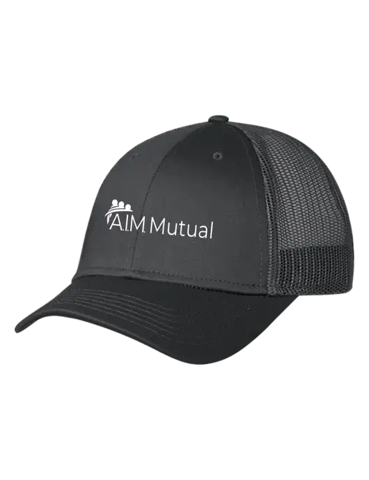 Charcoal Mesh Trucker Cap Snap Back w/A.I.M. Mutual Logo
