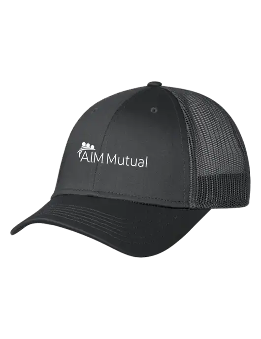 Charcoal Mesh Trucker Cap Snap Back w/A.I.M. Mutual Logo