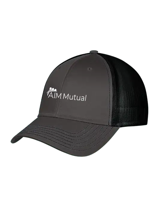 Charcoal & Black Mesh Trucker Cap Snap Back w/A.I.M. Mutual Logo