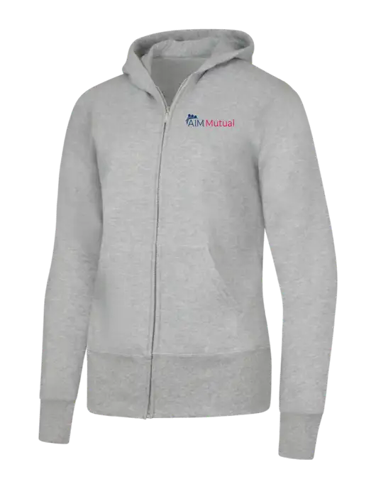 Grey Heather Womens Core Fleece Full-Zip Hooded Sweatshirt w/A.I.M. Mutual Logo