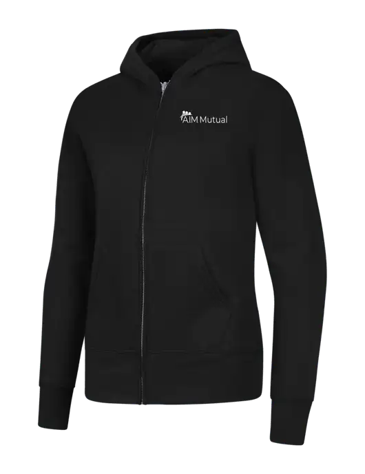 Jet Black Womens Core Fleece Full-Zip Hooded Sweatshirt w/A.I.M. Mutual Logo
