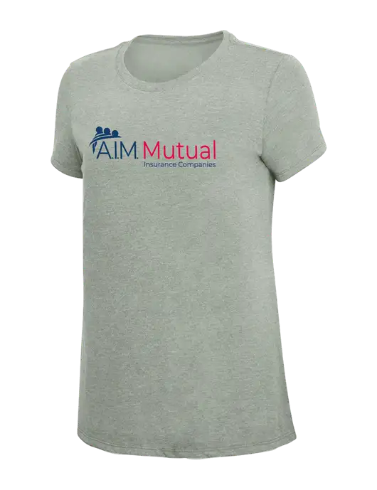 Womens Simply Soft Heathered Light Grey 4.5oz Poly/Combed Ring Spun Cotton T-Shirt w/A.I.M. Mutual Logo