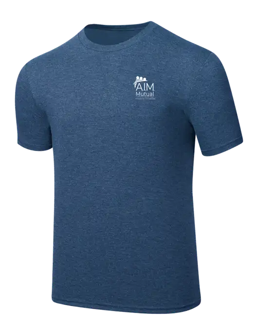 Simply Soft Heathered Navy 4.5oz  Poly/Combed Ring Spun Cotton T-Shirt w/A.I.M. Mutual Logo