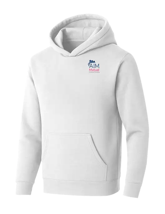 BELLA+CANVAS Heathered White Sponge Fleece Pullover Hoodie w/A.I.M. Mutual Logo