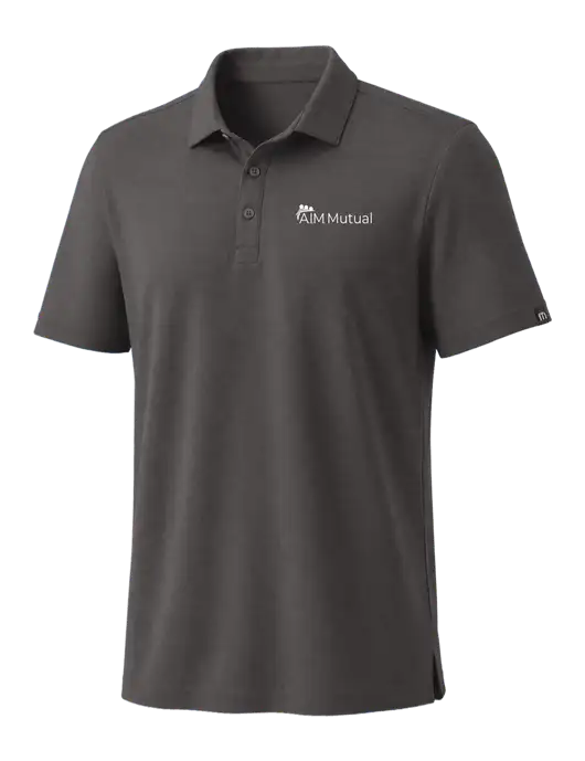 TravisMathew Med Dark Grey Coto Performance Polo w/A.I.M. Mutual Logo