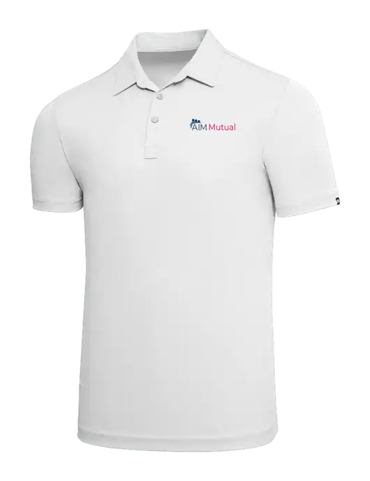 TravisMathew White Solid Oceanside Polo w/A.I.M. Mutual Logo