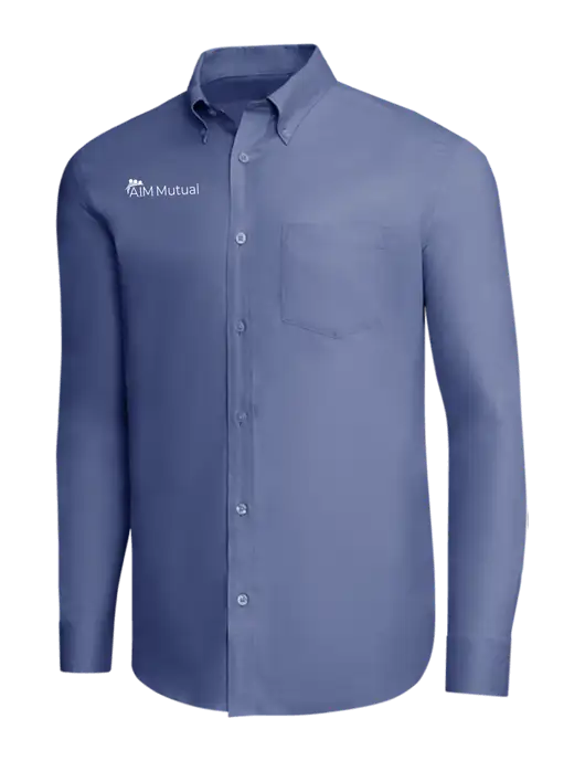 Brooks Brothers Light Navy Wrinkle-Free Stretch Pinpoint Shirt w/A.I.M. Mutual Logo
