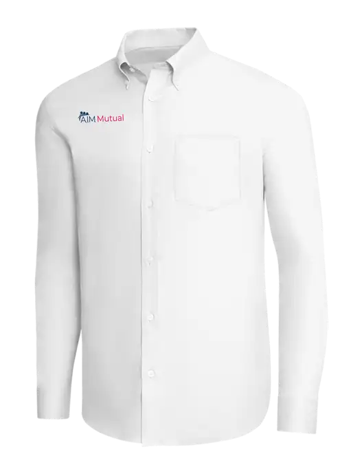 Brooks Brothers White Wrinkle-Free Stretch Pinpoint Shirt w/A.I.M. Mutual Logo